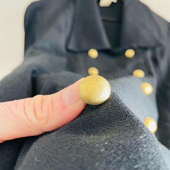 Vintage Gold Button Black Button Up Collared Blouse - Picture 6 of 9